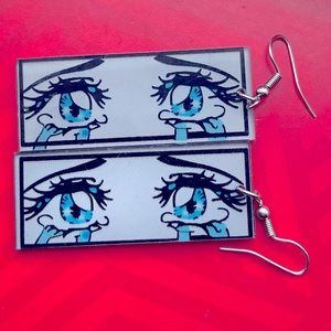 Anime eyes crying dangle earrings